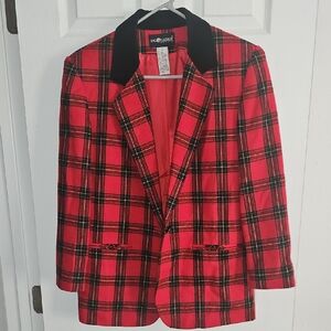 Sag Harbor Red and Black Checkered Blazer